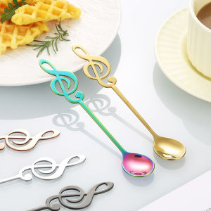 304 stainless steel coffee spoon 6 PCS creative musical note spoon dessert spoon coffee spoon fruit spoon student tableware childrens spoon dinner party birthday gift
