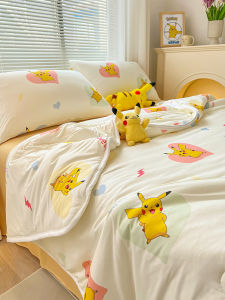 Pikachu Summer Quilt Childrens Air Conditioner Quilt Baby Spring Autumn Quilt Kindergarten Quilt Washable Polyester Fiber