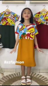 DRESS TURUN NAIK ANAK MOTIF PELANGI | TURUN NAIK PELANGI