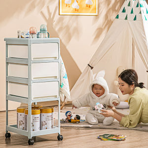 4 Layer Baby Trolley Cart Organizer with Wheels Drawer Storage Trolley Cart Storage Rack For Newborn Baby Utility Cart
