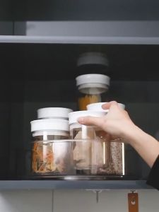 PDM 360° Rotate Lazy Susan Large Turntable Transparent Tray Storage Rack Kitchen Cabinet Desktop Organizer 360度透明旋转置物架