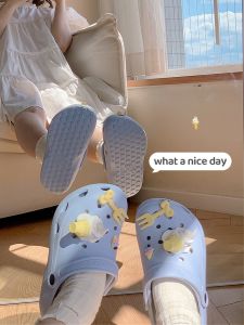 Thin Summer Fun Ice Cream Mens and Womens Deodorizing Filter Slippers Creative Stylish Soft Bottom Outdoor Hole Shoes for Students