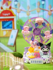 【TOPTOY Sanrio Building Blocks Colourful Amusement Park】【Original Genuine】Kuromi Cinnamoroll Pompompurin Building Blocks Puzzle Toys Girls Gift