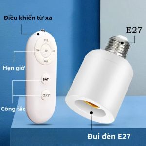 Công Tắc Hẹn Giờ Thông Minh E27 Với Điều Khiển Từ Xa Không Dây 110V 220V Đa Năng Dùng Cho Đèn Chụp Đèn Cho Bóng Đèn 60W Phòng Trẻ Em Phòng Ngủ