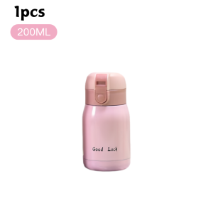 200/350ml Cute Mini Thermos Cup Stainless Steel Thermal Coffee Mug Portable Vacuum Flask Insulated Water Bottle with Button Lid