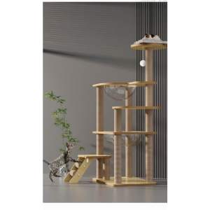 Multi Level Cat Tree with Large Capsule Hideaway Compact Freestanding Sisal Cat Tower Stable Sturdy Climbing Frame Natural Scratching Posts Soft Plush Cozy Rest Nest Indoor Activity Play House for Large Medium Small Adult Cats and Kittens