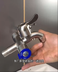 SUS 304 4 Way 3 Outlets Faucet Water Tap Valve Adapter Basin Stainless Steel Bathroom Toilet Sink kitchen faucet paip mesin basuh