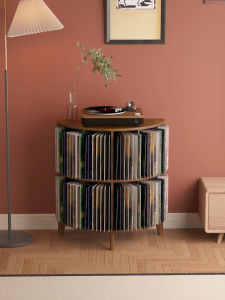 Multi-tiered Vinyl Record and Magazine Storage Cabinet