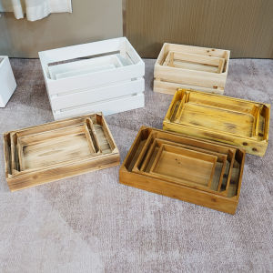 Retro Wooden Storage Box Decorative Display Fruit Rack Solid Wood Frame Household Organizer Vintage Style Versatile Placement