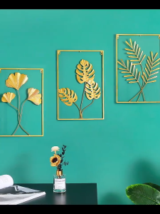 Wall Decor Metal Square Frame Leaf Art Gold Framed home decoration#HK01