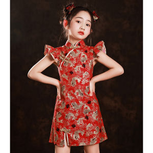 ชุดเดรสจีนสีแดง ชุดเด็กผู้หญิง ชุดการแสดง ชุดเด็กสไตล์จีน ฤดูใบไม้ผลิและฤดูร้อน ชุดเด็ก ชุดเด็กผู้หญิง ชุดเด็กผู้ชาย