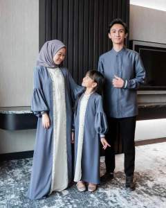Gamis Couple Suami Istri Anak Perempuan Dress Terbaru 2024 Lebaran Fashion Trend Ibu Dan Anak Bahan Shakilla