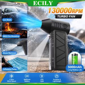 ECILY 130000RPM Mini Air Blower Handheld Turbo Jet Fan Cordless Electric Dust Blower Brushless Motor 52m/s Wind Speed Rechargeable Type-C Fast Charging Portable Blower for Car Cleaning Keyboard Dust Removal Industrial Use