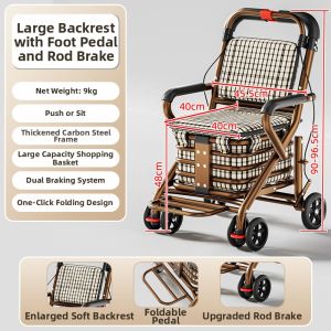 MONLEYTA | Senior Walker Portable Collapsible Shopping Trolley