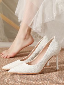 รองเท้าส้นสูงสวมใส่สบายรองเท้าแต่งงาน สไตล์ฝรั่งเศส เดรส รองเท้ากว้างพอดีไขมันเท้าหมั้นรองเท้าเดียวขนาดใหญ่ 41-43