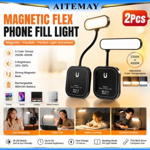 Aitemay 2pcs Flexible Gooseneck Magnetic Selfie Light 18 LED Beads 5 Brightness Levels for Video Makeup Reading