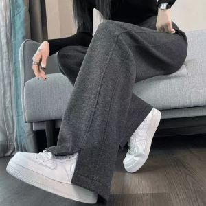 HUAXUNRAN | Quần Lông Cừu Dày cho Phụ Nữ Mùa Thu Đông Đai Cao Phong Cách Rộng Rãi
