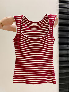 LUOSHAO | Square Neck Striped Sleeveless Slim Korean Style Tank Top
