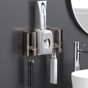 Smart Electric Toothbrush UV Disinfectant Wall Mounted Toothbrush Holder Couple Two Cups Toothpaste Rack Personal Hygiene Organizer