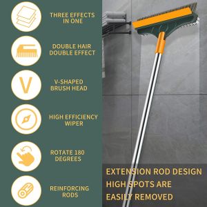 3 in 1 Floor Brush Retractable Long Handle Gap Floor Brush Kitchen Crevice No Dead Angle Cleaning Brush Floor Cleaning Scrub Brush Stiff Brush