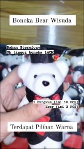 ECER 2PCS Boneka Bear Wisuda Sterofoam 12cm - Boneka Beruang BB003 - Hitam