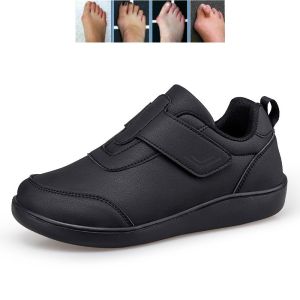 WuChu Men Diabetic Shoes PU Leather Waterproof Women Wide Toe Feet Swollen Walking Shoes Hallux valgus Adjusting Soft Comfortable Elderly Walking Shoes