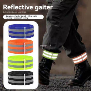 Reflective Bicycle Trouser Straps Night Riding Gaiters for Road Bike Hiking & Running - Adjustable Leg Bands Safety Gear