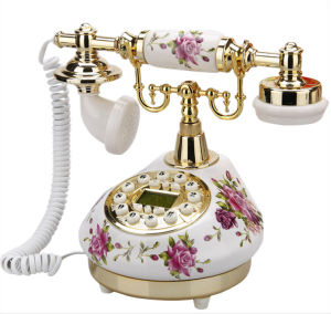 Corded Telephone Retro Landline Phone for Home/Office/Hotel China Ceramic Antique Telephones Old Fashion Decor Desktop Phone