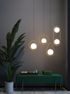 All Copper Bedside Lamp Chandelier Nordic Style Bedroom Hanging Line Lamp Modern Minimalist Background Wall Chandelier Creative Stylish Lamps