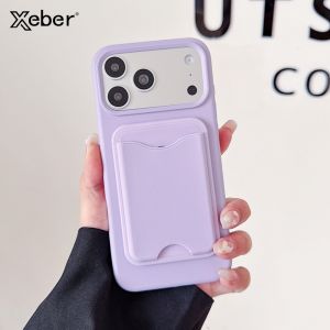Luxury Magnetic Liquid Silicone Phone Case for iPhone 15 16 17 Pro Max For Magsafe Card Bag Wallet Candy Color Shockproof Cover