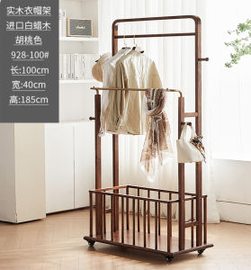 Modern Minimalist Solid Wood Clothes Hat Rack Bedroom Floor Standing Mobile Storage Rack Artistic Pattern Universal Furniture