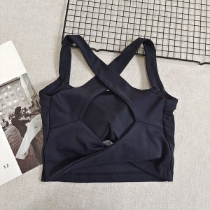 Fitness Yoga Sports Bra Womens Cross Back One-Piece Cup Shockproof Vest Style Medium to High Support Nylon Fabric Breathable