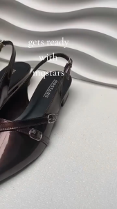 MAUDY Sepatu FlatShoes Wanita Mules Kekinian Hak 3cm Glossy Stylish Elegan