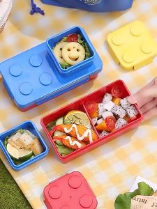 Lunch Box For Kids Funny Creative Building Blocks Kindergarten Lunch Boxes Portable Travel Student Picnic Box