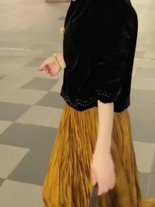 MANMI | Youthful Elegance A-Line Maxi Skirt High Waist Half Skirt