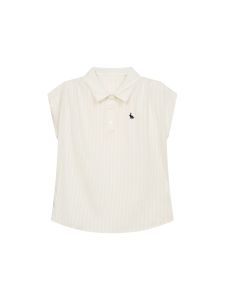 KBVVR | Vertical Stripes Polo Collar Sleeveless Short Tee Womens Stylish Cropped Top