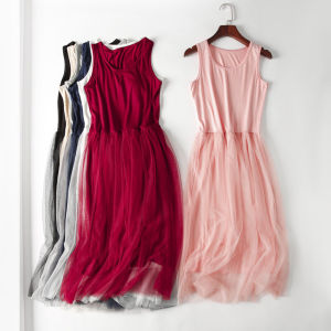 Modal Shift Dress Sling Dress Womens Summer Chiffon Sleeveless Internet Celebrity Inner Match Base Dress Plus Size Slim Looking