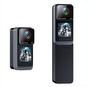 4K Handheld Thumb Action Camera 30M Waterproof Anti-shake Cam Wide-Angle Night Vision Sports Camcorder Support 5G WIFI APP Control with Dual-Screen Removable Large Battery