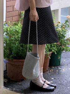 Túi Đeo Vai Đơn Giản Thời Trang Hàng Ngày Đi Làm Túi Đeo Chéo Cổ Tay Phong Cách Hàn Quốc Túi Đan Dệt Chất Liệu Vải Cotton Mềm Mại Có Thể Gấp Lại