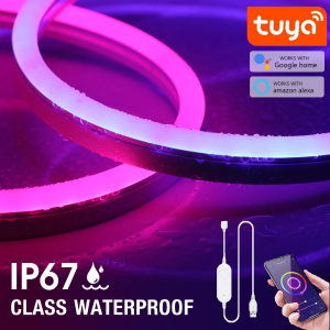 USB 5V Smart TUYA RGB Neon LED Strip Light IP67 Waterproof Support Alexa Google Assistant Echo Plus Smartlife APP Voice Control
