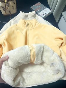 SUHUIQIAN | Stand-Collar Warm Fur Lining Jacket Fluffy Outwear