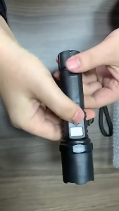 Home2U🏡 ST-35 Multifunctional Outdoor Strong Light LED Long-range With LCD Numerical Power Display Telescopic Zoom Flashlight Plastic USB Rechargeable Flashlight