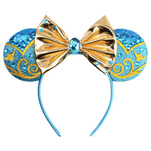 Aladdin Mickey Mouse Headbands For Kid Cosplay Genie of the Lamp Bow Hair Accessories Girl Princess Jasmine Castle Ears Hairband