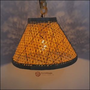 Kap Lampu Gantung Bambu Truntum Lampu Dekorasi Kerajinan Anyaman Bambu