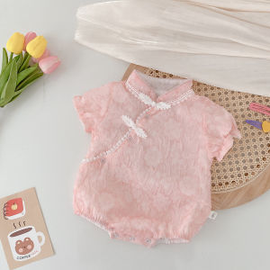 Summer Triangle Climb Baby Qipao Haxie 0-2 Years Old Traditional Ethnic Style Infant Maternity Jumpsuit ML617
