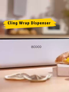Ecoco Cling Wrap Dispenser Plastic Wrap Cutter Freebie 1-Roll Cling Film Bottom with Strong Suction Cup