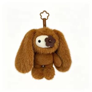 52TOYS | Cute Juju Rabbit Plush Keychain Flower Eye Bunny Stuffed Doll Kawaii Long Ears Animals Bag Pendant Car Keyring Toy Gift for Girl