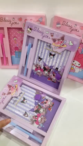 Buku Diary Anak Kunci Gembok + FREE Ballpoint / Pulpen Set Diary Anak Cewek / Cowok Kartun Lucu Unik