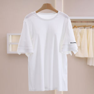 Versatile Solid Color Slit Cuff Loose Breathable Summer T-Shirt