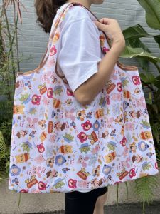 Túi Xách Nữ Dung Tích Lớn Có Thể Gập Lại Túi Mua Sắm Thời Trang Di Động Thân Thiện Với Môi Trường Túi Vải Đựng Rau Củ Quả